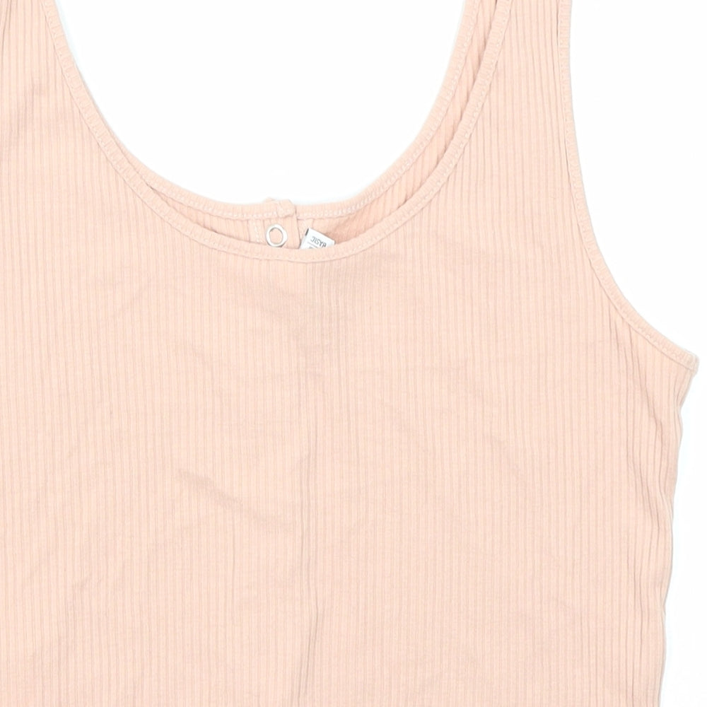 Divided by H&M Womens Pink Cotton Cropped Tank Size M Round Neck