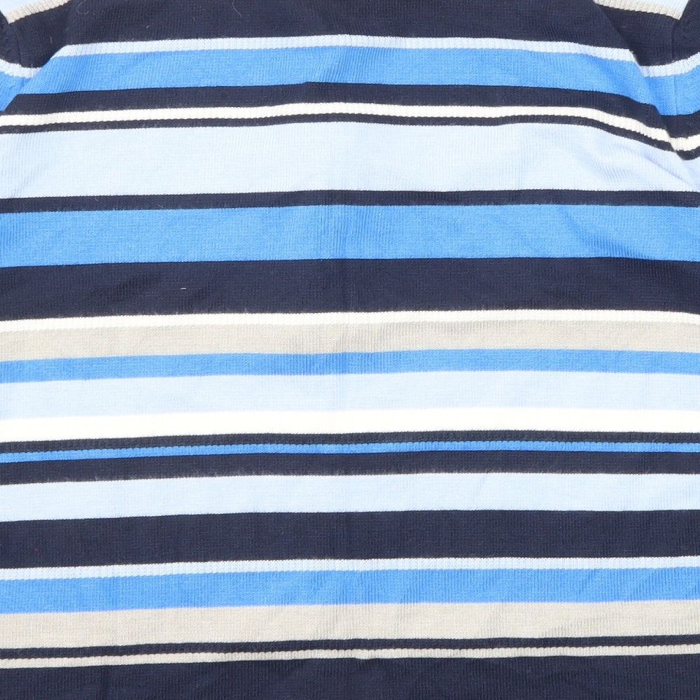 Rabe Womens Blue Collared Striped Modal Pullover Jumper Size 10
