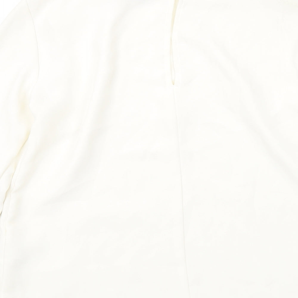 H&M Womens Ivory Polyester Basic Blouse Size 8 Round Neck
