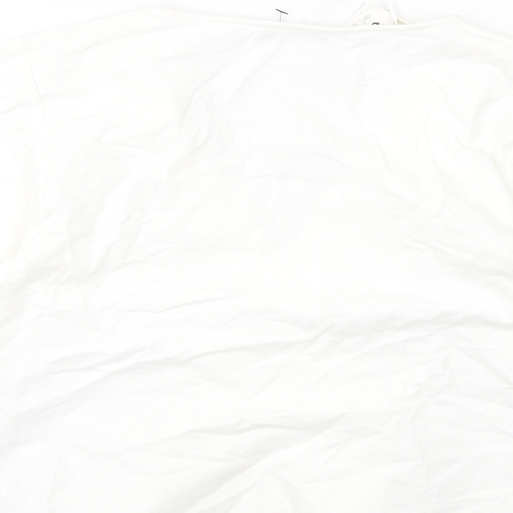 Zara Womens White Viscose Cropped Blouse Size S V-Neck