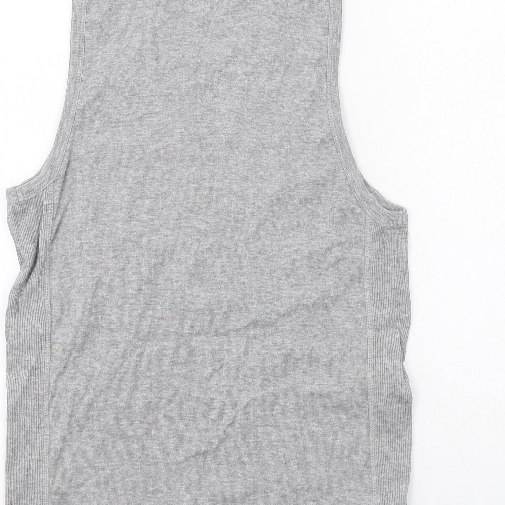 SEVENTYTHREE Mens Grey Cotton T-Shirt Size S Round Neck