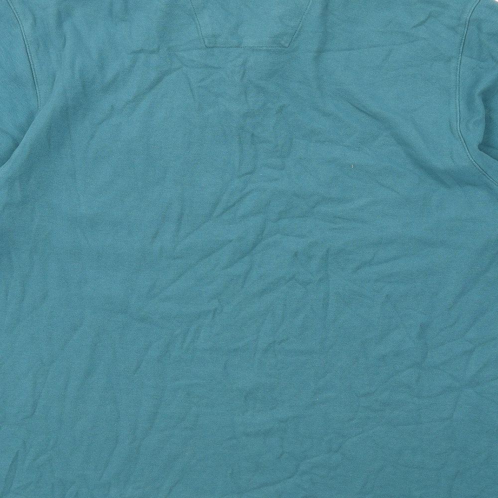 Maine New England Mens Blue Cotton Polo Size L Collared Button