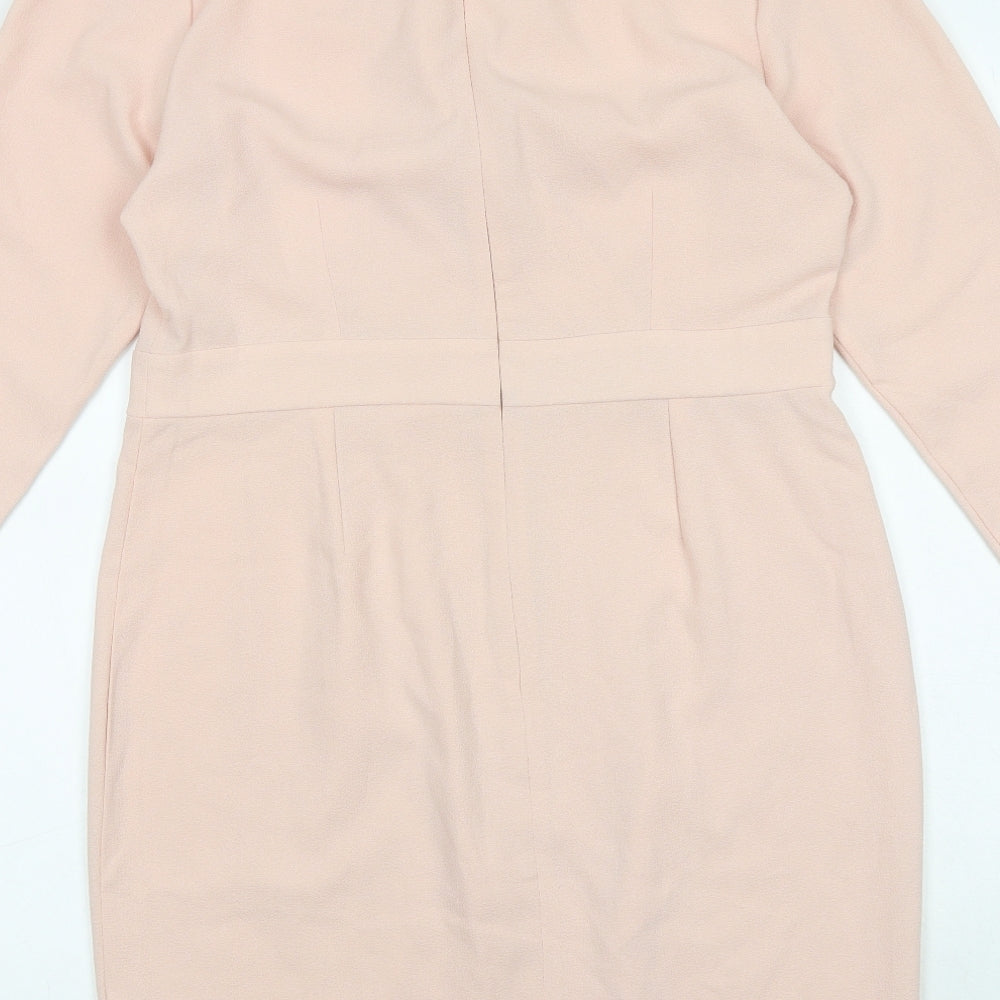 ASOS Womens Pink Polyester A-Line Size 14 V-Neck Zip