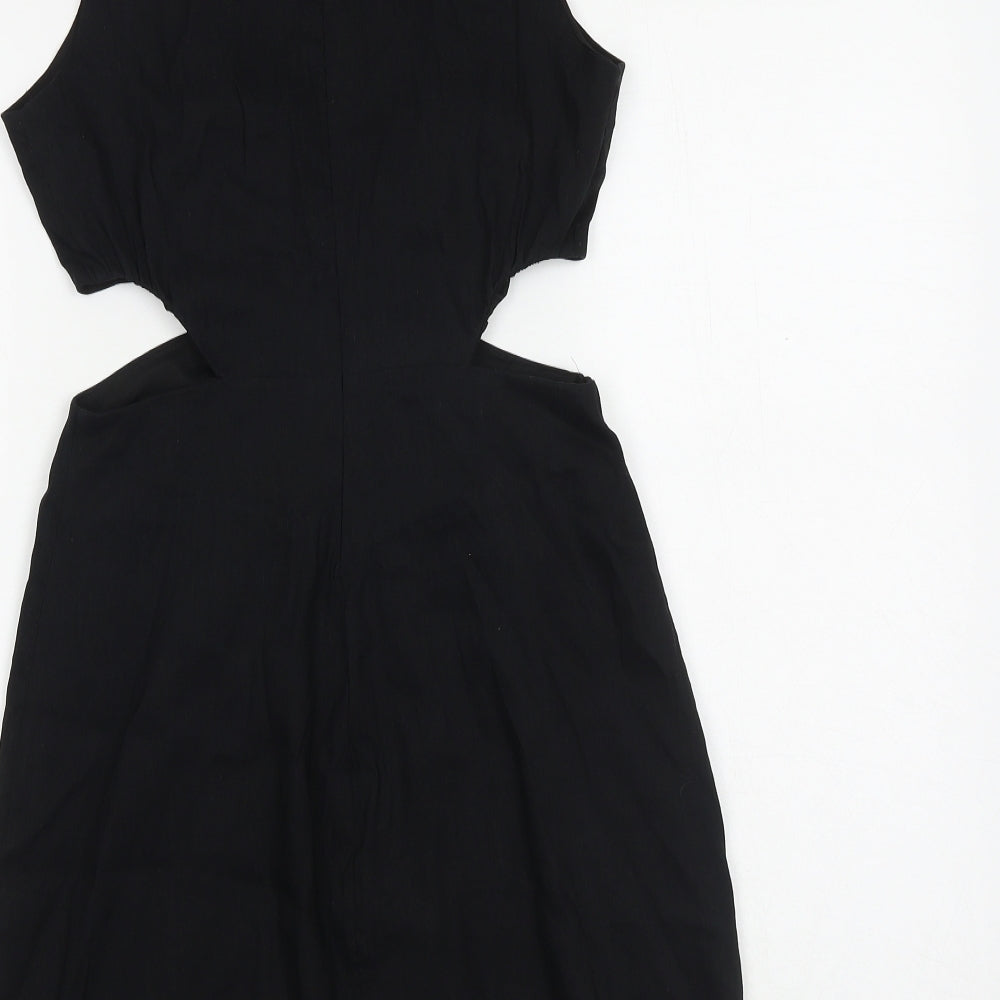 Zara Womens Black 100% Cotton Bodycon Size M Round Neck Pullover