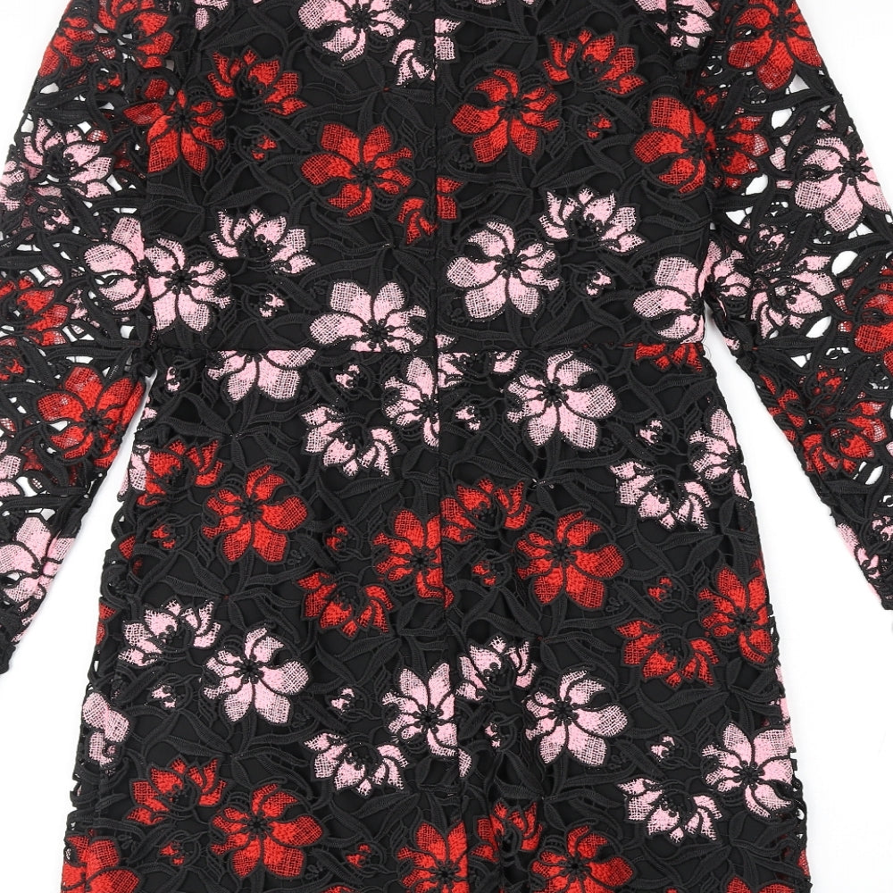 Berkertex Womens Multicoloured Floral Polyester Shift Size 8 Mock Neck Zip