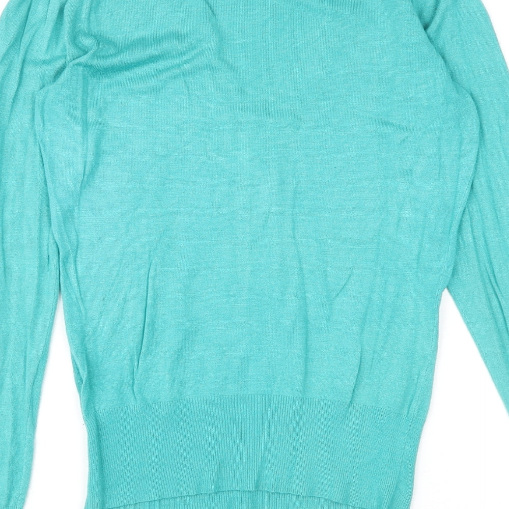 Dorothy Perkins Womens Green V-Neck Acrylic Pullover Jumper Size 8