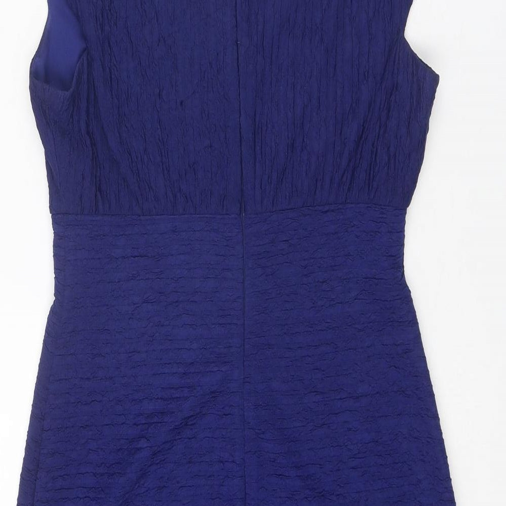 Linea Womens Blue Polyester Shift Size 10 Round Neck Zip