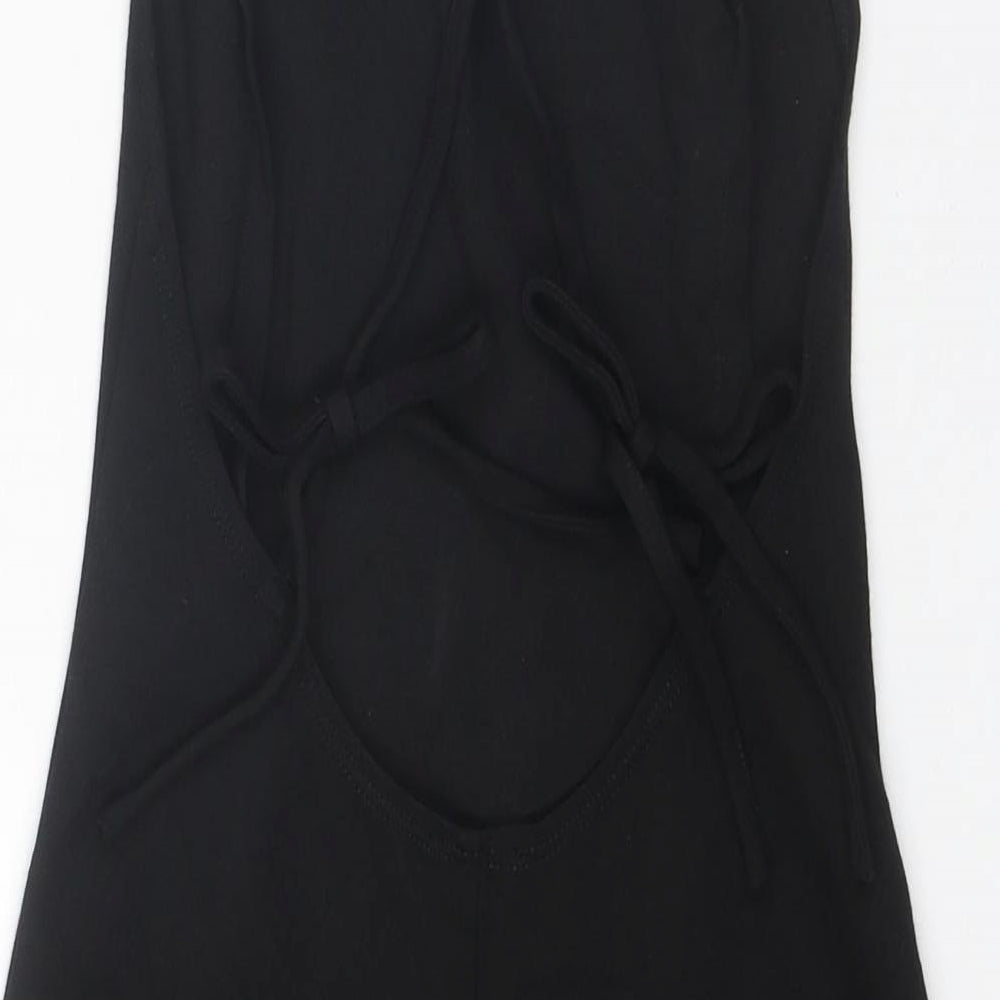River Island Womens Black Viscose Mini Size 6 Round Neck Tie