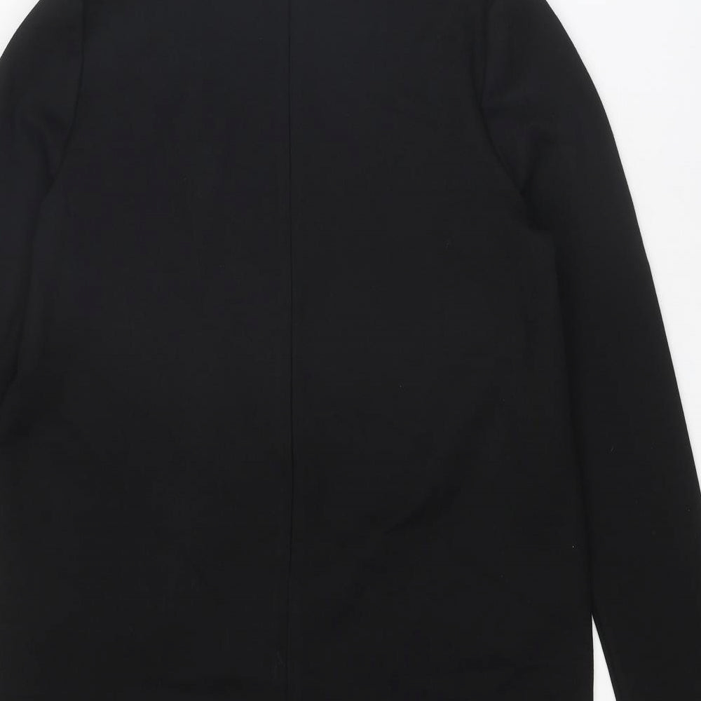 Brand and care label for Missguided women’s black polyester a-line, size UK 12, v-neck zip