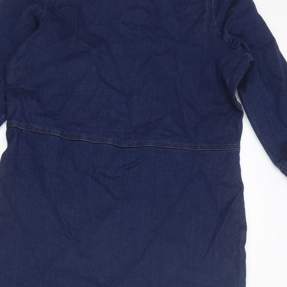 Brand and care label for Papaya women’s blue cotton a-line, size UK 8, round neck pullover