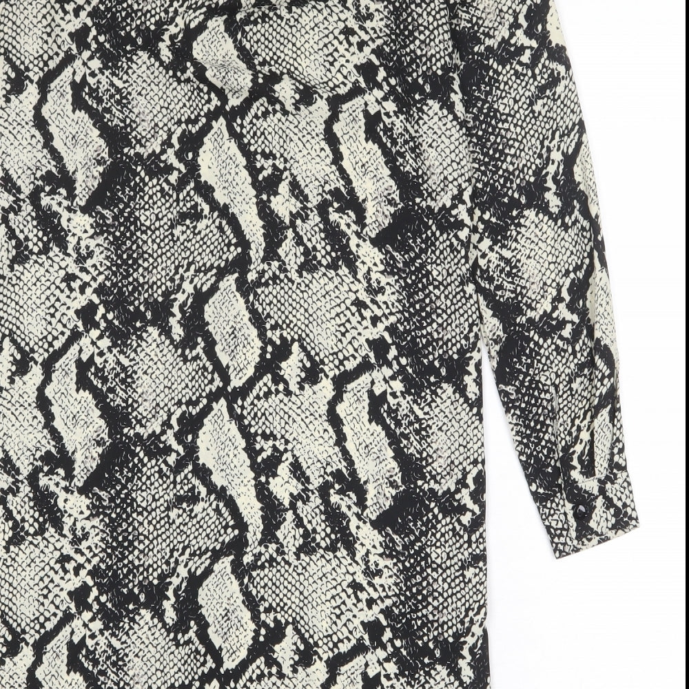Cameo Rose Womens Ivory Animal Print Polyester Sheath Size 8 Collared Button - Snakeskin pattern