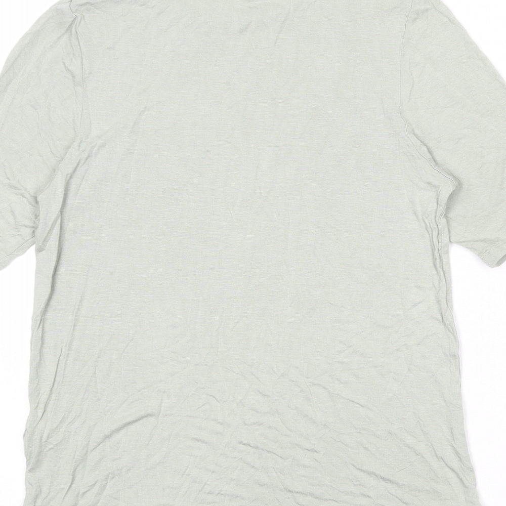 Marks & Spencer Womens Green Viscose Basic T-Shirt Size 14 Round Neck