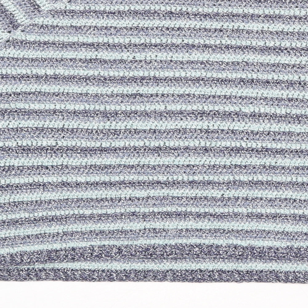Mango Womens Blue Round Neck Striped Viscose Pullover Jumper Size S - Size S-M