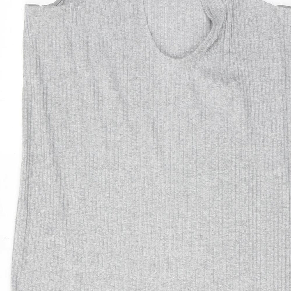 Monki Womens Grey Polyester Tank Dress Size M Round Neck Pullover