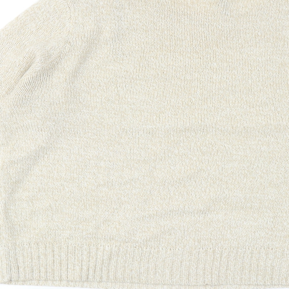 H&M Womens Beige Round Neck Acrylic Pullover Jumper Size M