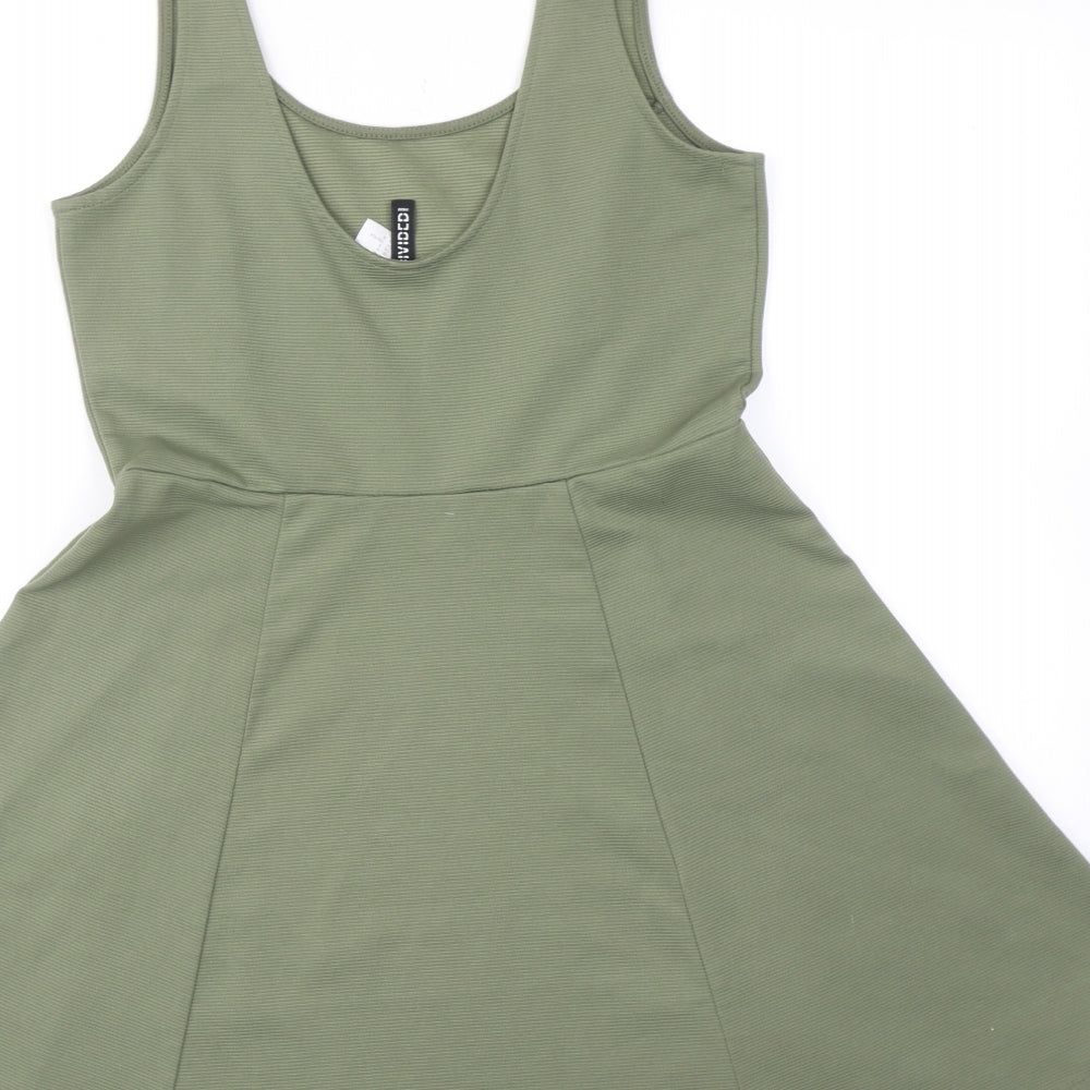 H&M Womens Green Polyester Fit & Flare Size 12 Round Neck Pullover