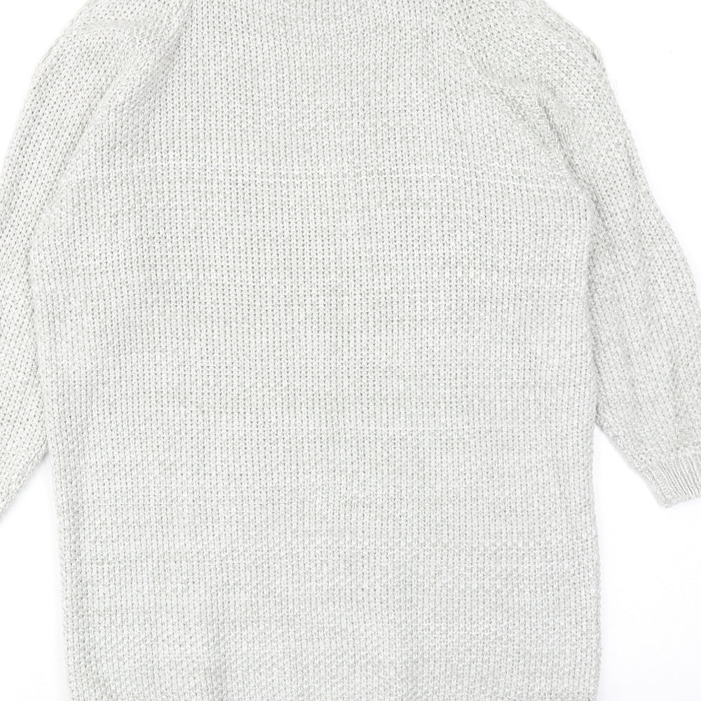 Bershka Womens Grey Round Neck Cotton Pullover Jumper Size XS