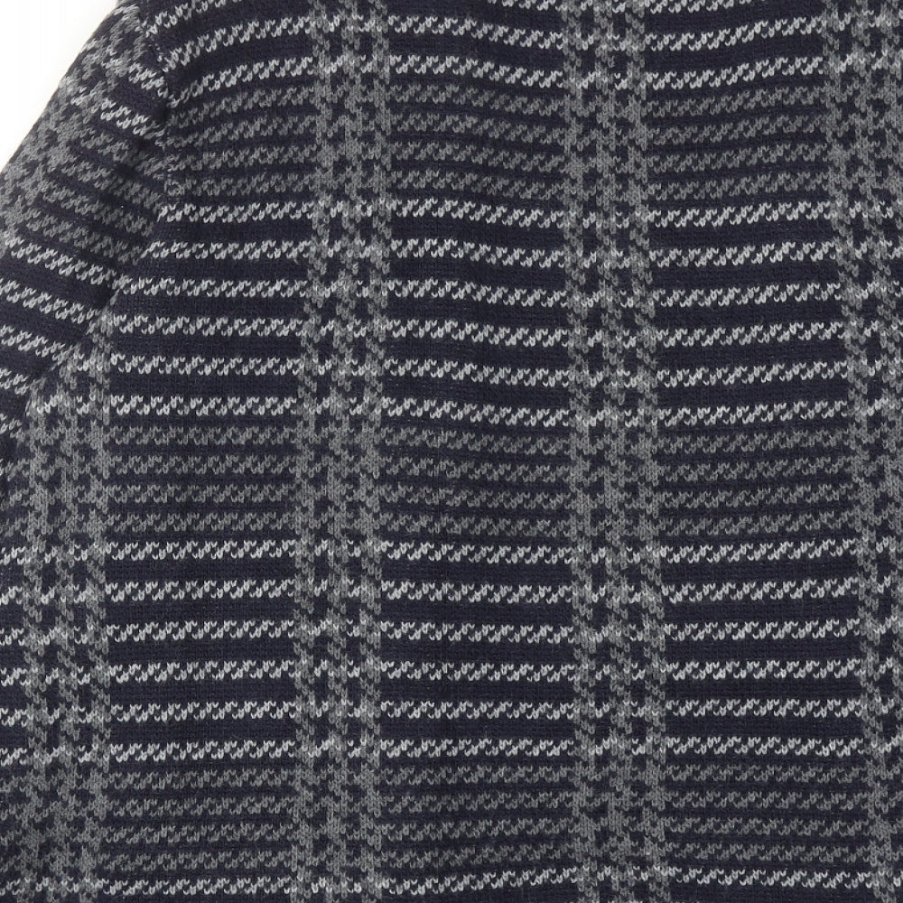 Debenhams Womens Grey V-Neck Plaid Acrylic Cardigan Jumper Size 20