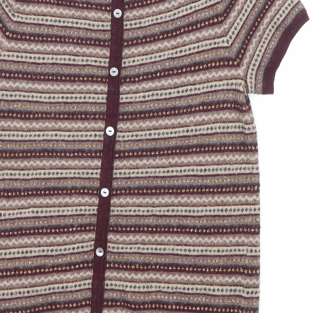 Marks and Spencer Womens Multicoloured Round Neck Geometric Viscose Pullover Jumper Size 8