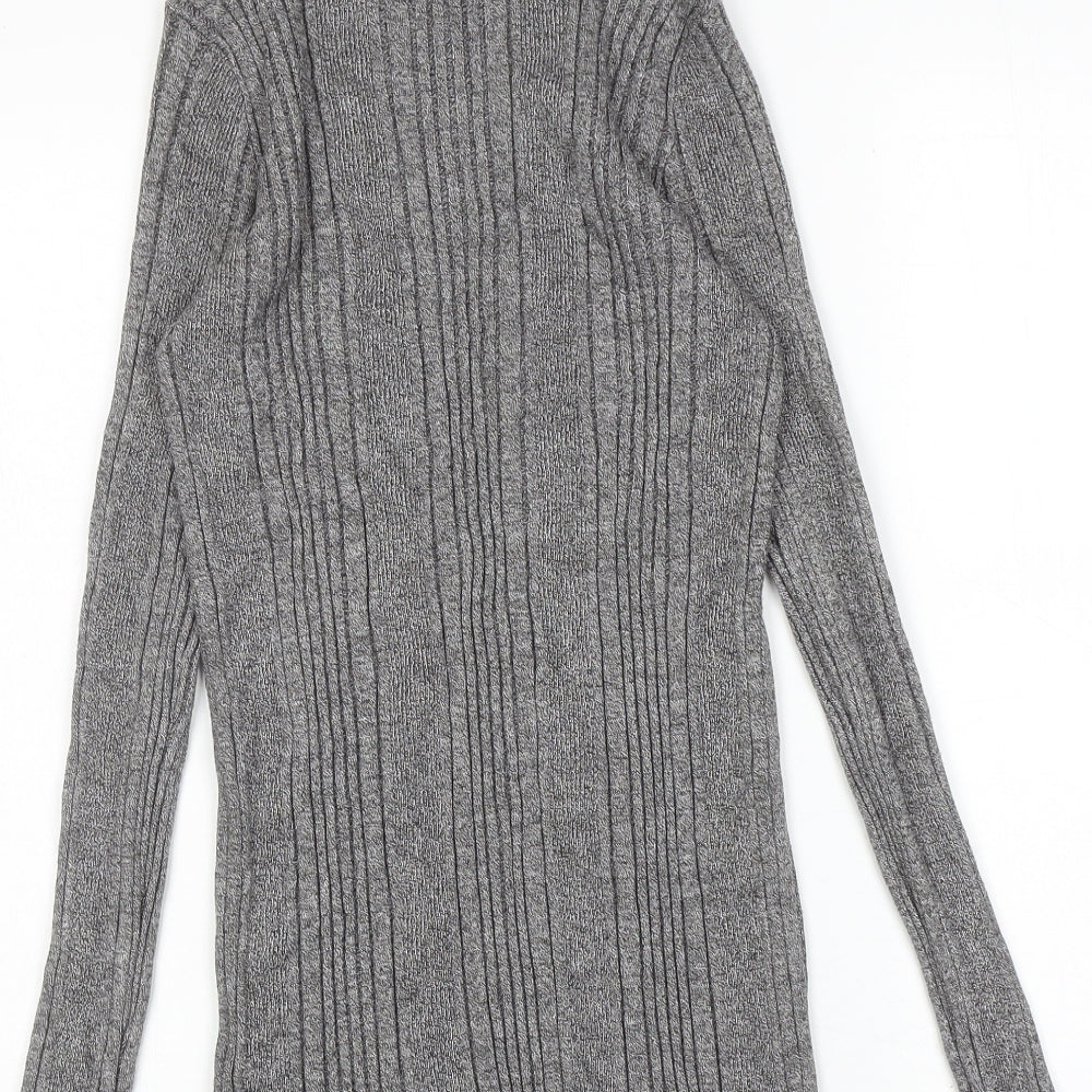 Marks & Spencer Womens Grey High Neck Viscose Pullover Jumper Size 12