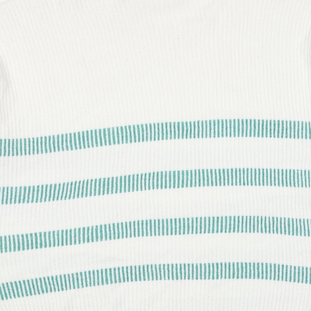 VILA Womens White Round Neck Striped Acrylic Pullover Jumper Size XL