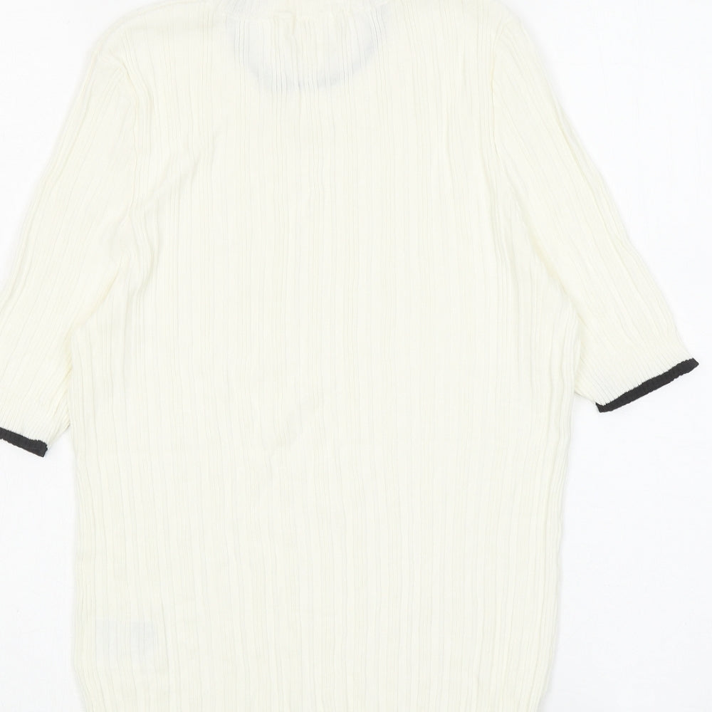 H&M Womens Ivory Viscose Basic Blouse Size M Round Neck