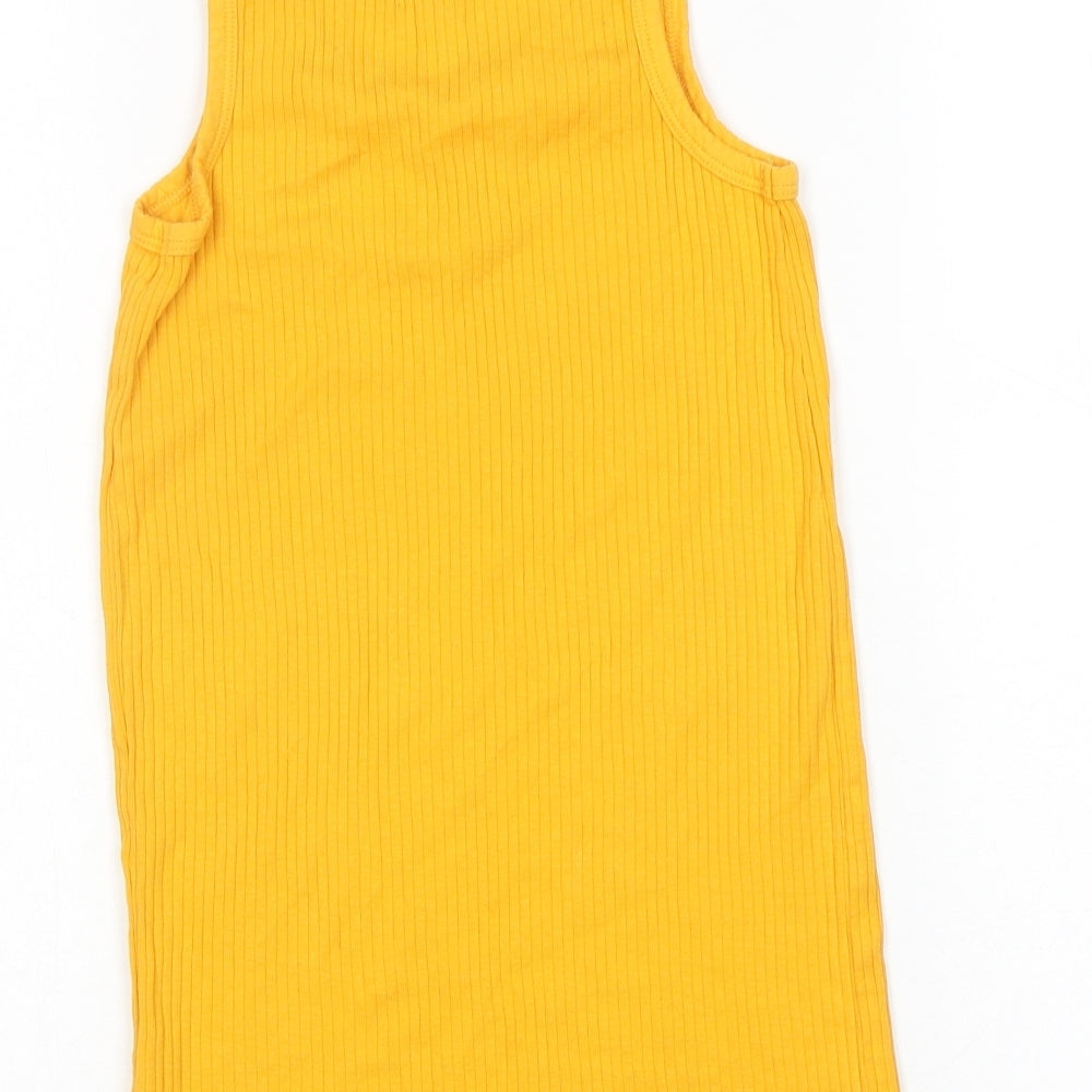 River Island Womens Yellow Cotton Basic Tank Size 6 Round Neck
