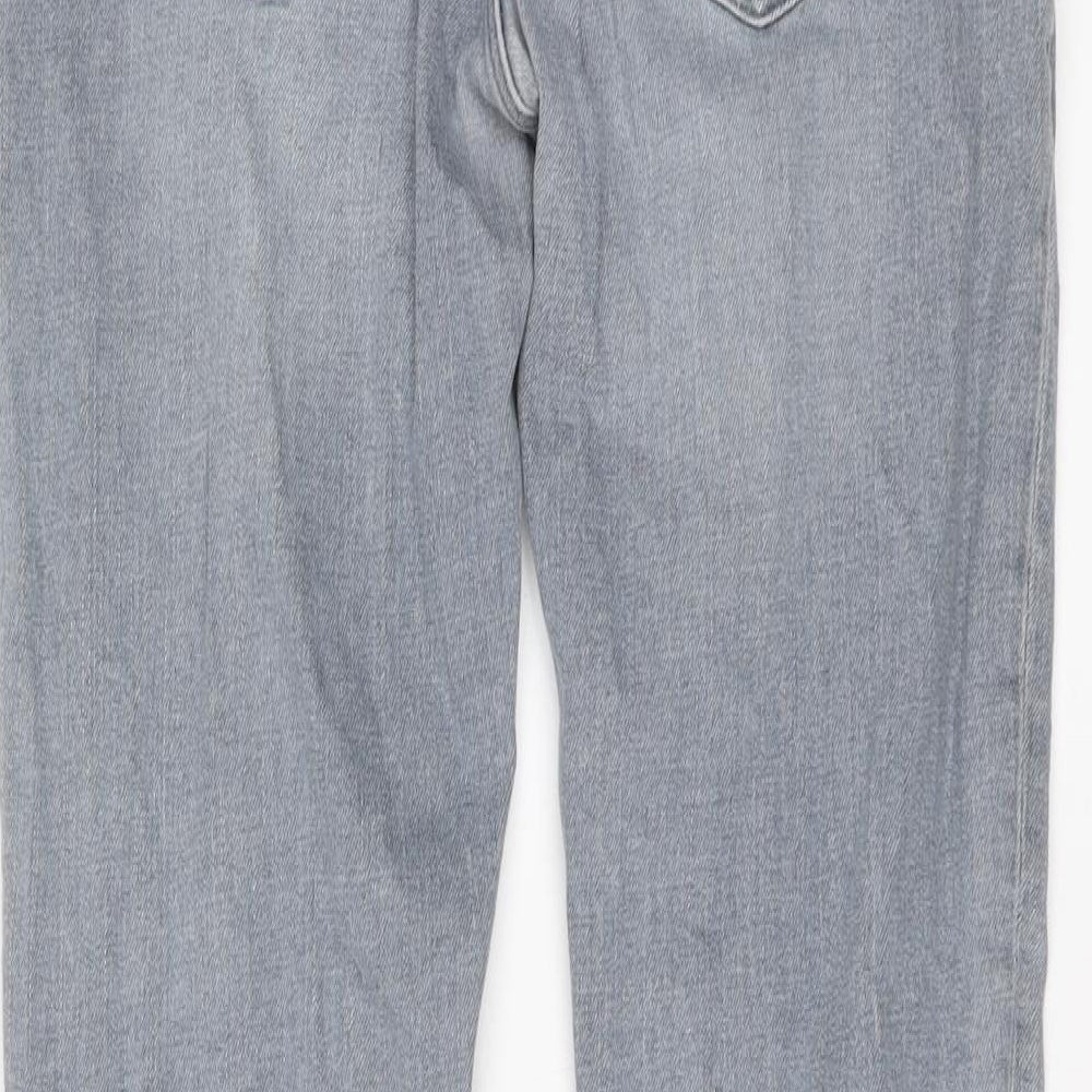 River Island Mens Blue Cotton Straight Jeans Size 30 in L32 in Regular Button