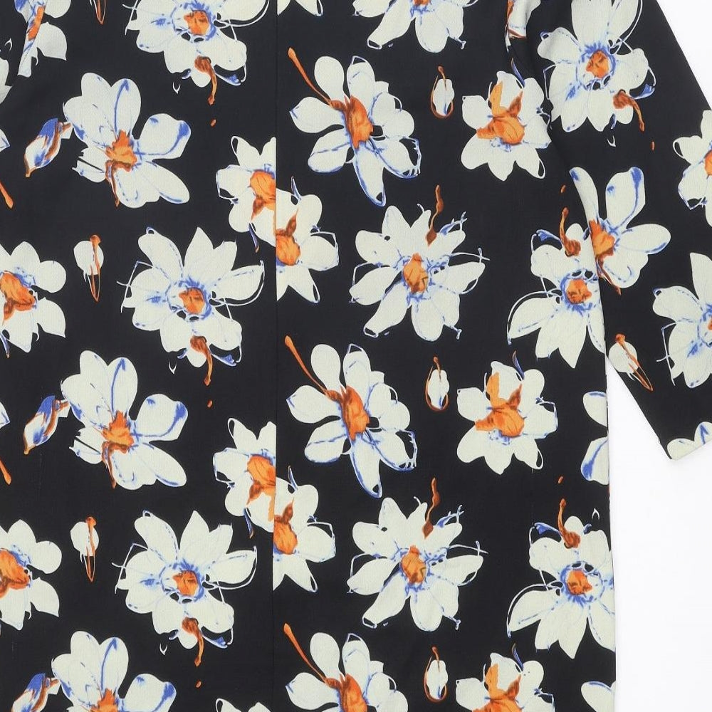 Boohoo Womens Multicoloured Floral Polyester A-Line Size 12 Round Neck Zip