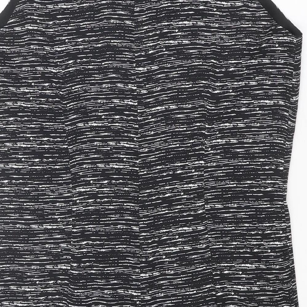 Autograph Womens Black Geometric Polyester Mini Size 16 Mock Neck Zip