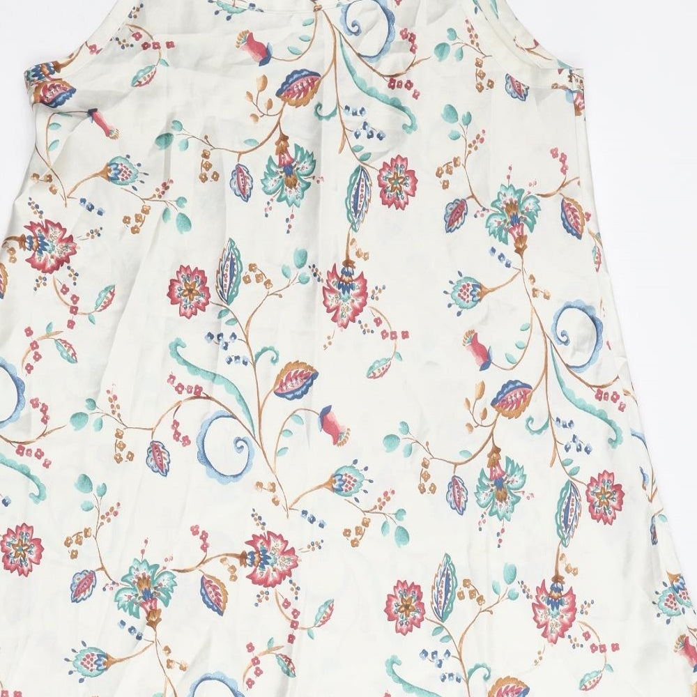 St Michael Womens Multicoloured Floral Polyester Tank Dress Size 12 Round Neck Pullover