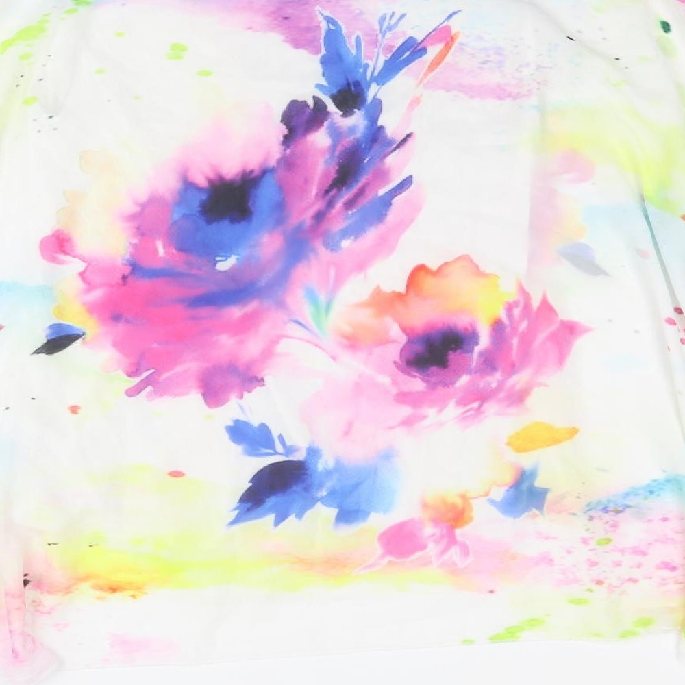 Kaleidoscope Womens Multicoloured Polyester Basic T-Shirt Size 10 Round Neck - Size 10-12 Flower Detail