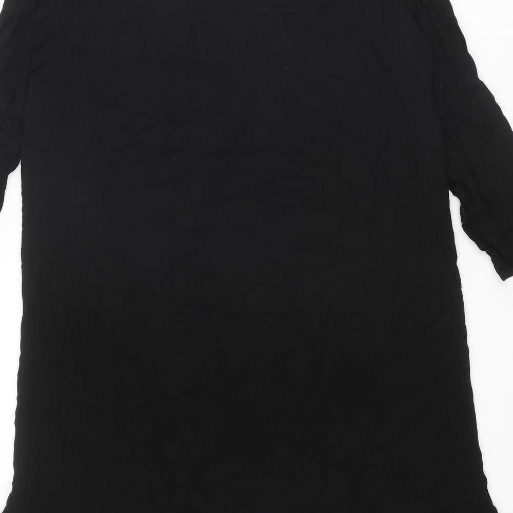 Stradivarius Womens Black Polyester A-Line Size S Round Neck Pullover - Flower detail