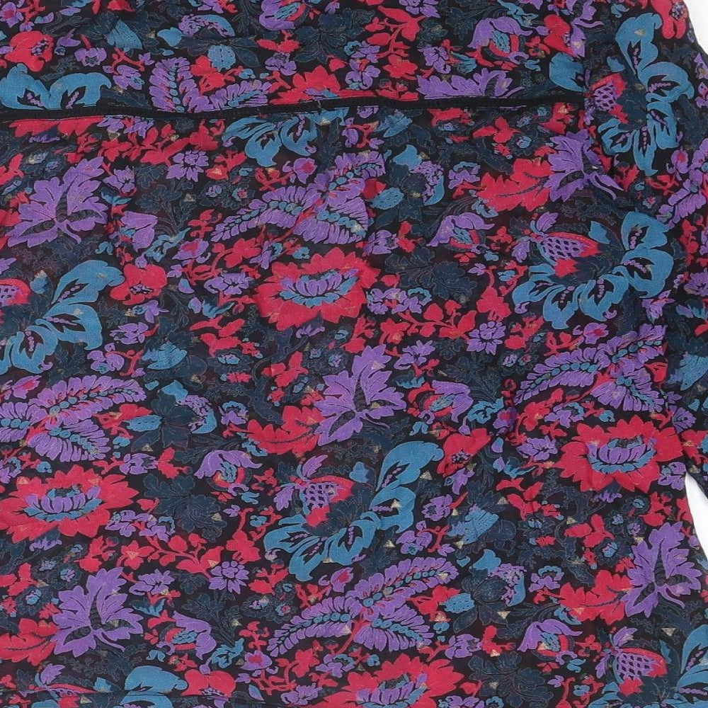 Monsoon Womens Multicoloured Floral Viscose Basic Blouse Size 8 Round Neck