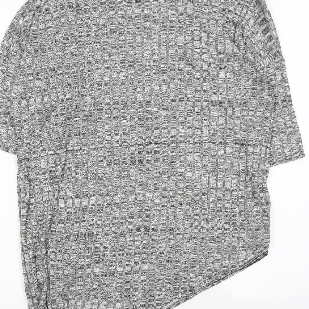 Apricot Womens Grey Geometric Polyester Basic Blouse Size 10 Roll Neck