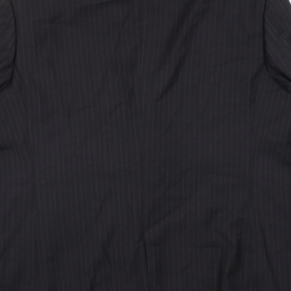 Burton Mens Grey Striped Polyester Jacket Suit Jacket Size 46 Regular