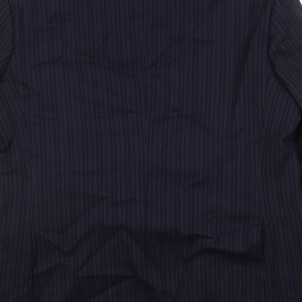 The Label Mens Blue Striped Wool Jacket Suit Jacket Size 44 Regular