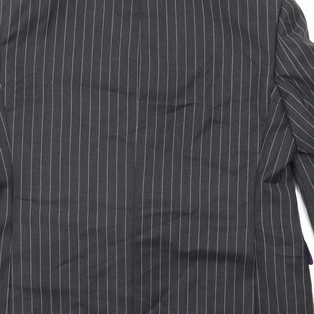 Marks & Spencer Mens Grey Striped Wool Jacket Suit Jacket Size 42 Regular