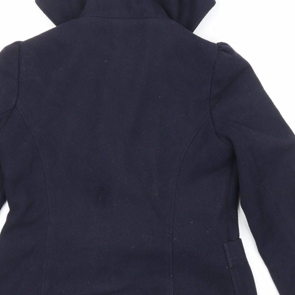 Red Herring Womens Blue Overcoat Coat Size 10 Toggle