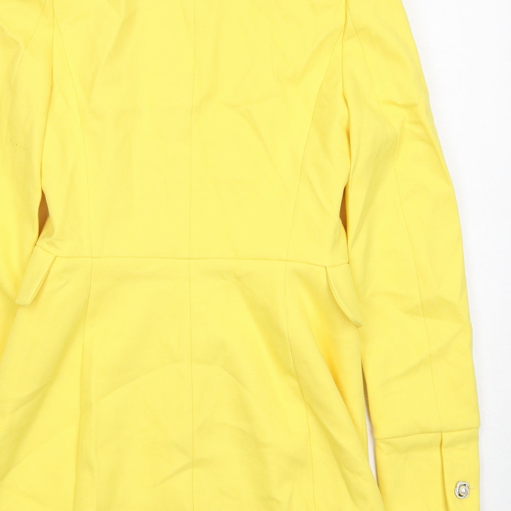 Zara Womens Yellow Overcoat Coat Size S Snap
