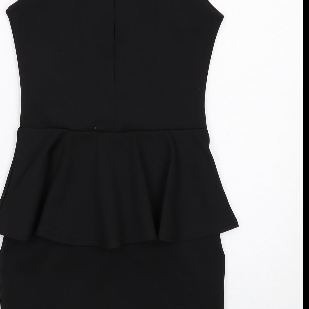 Nikka Womens Black Polyester Shift Size 10 Square Neck Zip