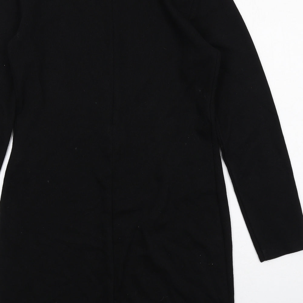 Zara Womens Black Polyester Shift Size L Round Neck Zip