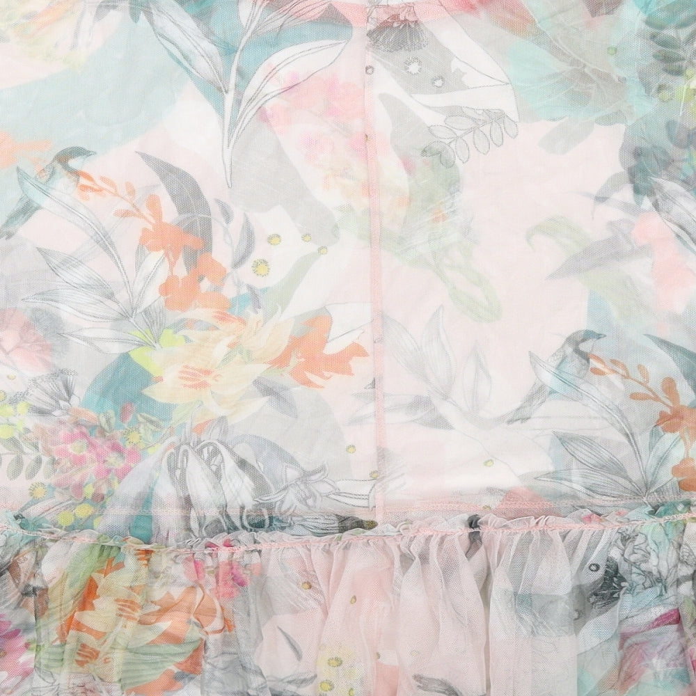 NEXT Womens Multicoloured Floral Polyester Basic T-Shirt Size 10 Round Neck