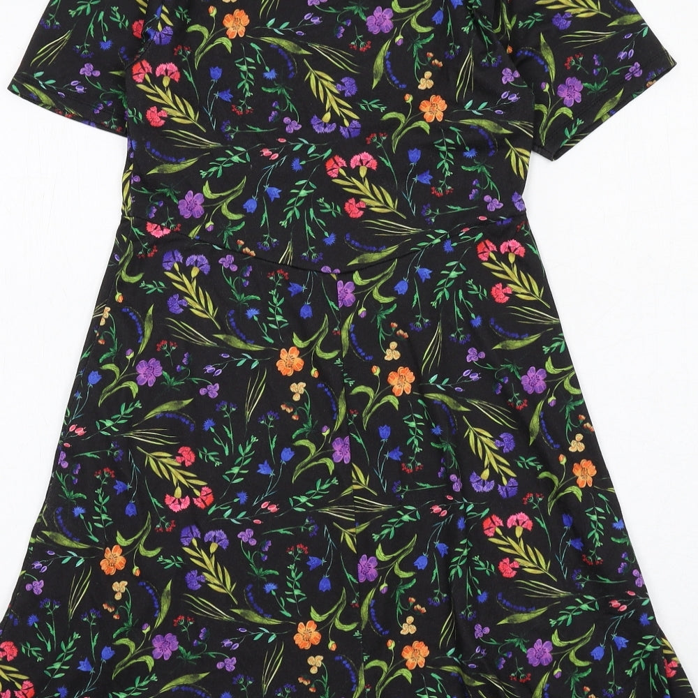 ASOS Womens Multicoloured Floral Polyester T-Shirt Dress Size 8 Round Neck Pullover