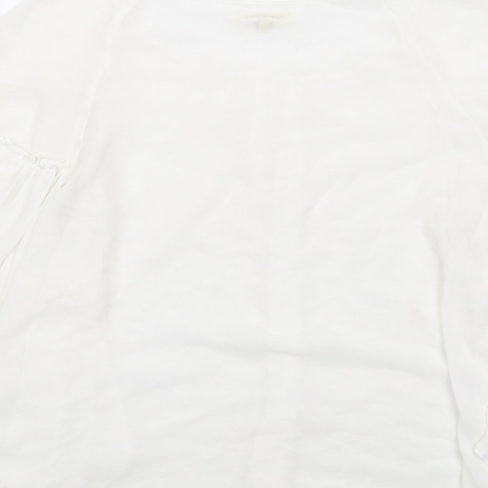 Max Studio Womens White Polyester Basic Blouse Size XL Round Neck