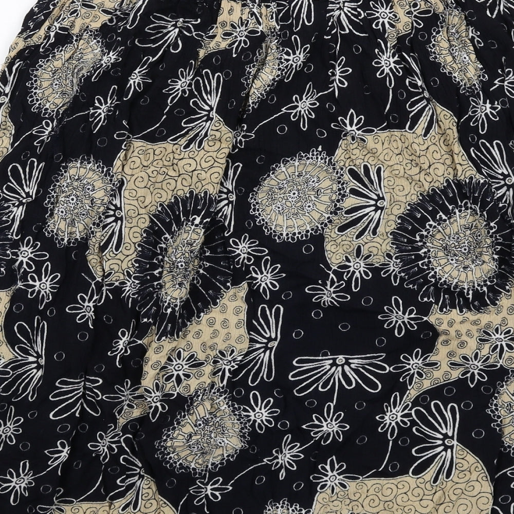 Saloos Womens Multicoloured Geometric Viscose Swing Skirt Size M Drawstring