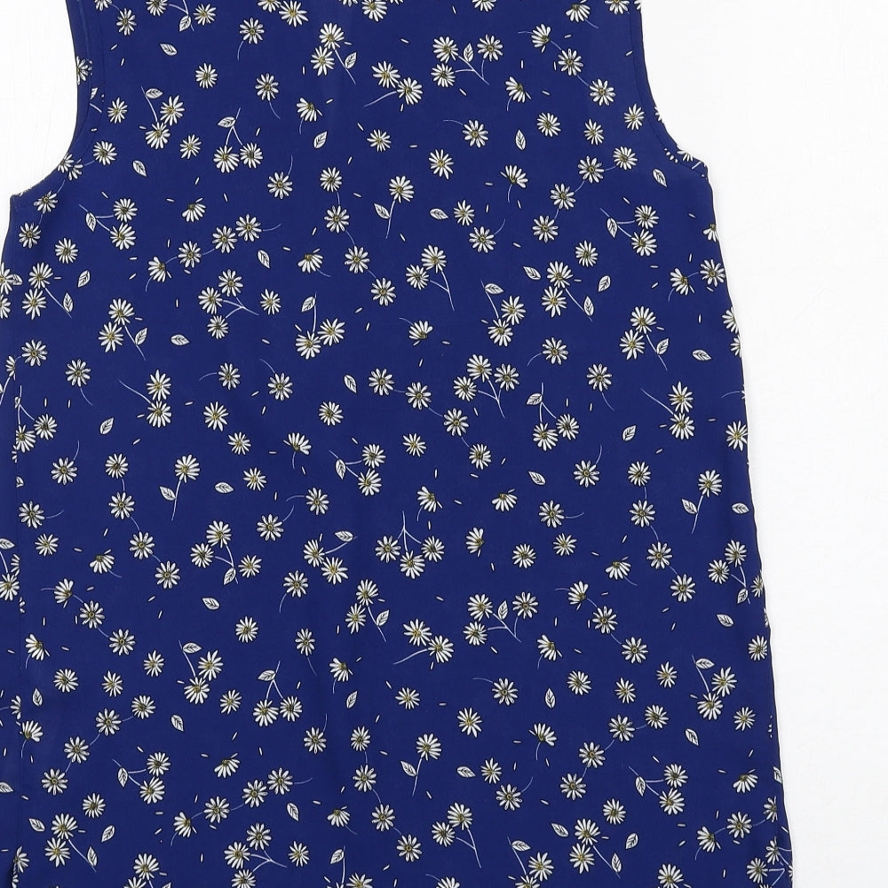 Dorothy Perkins Womens Blue Floral Polyester Basic Blouse Size 6 V-Neck