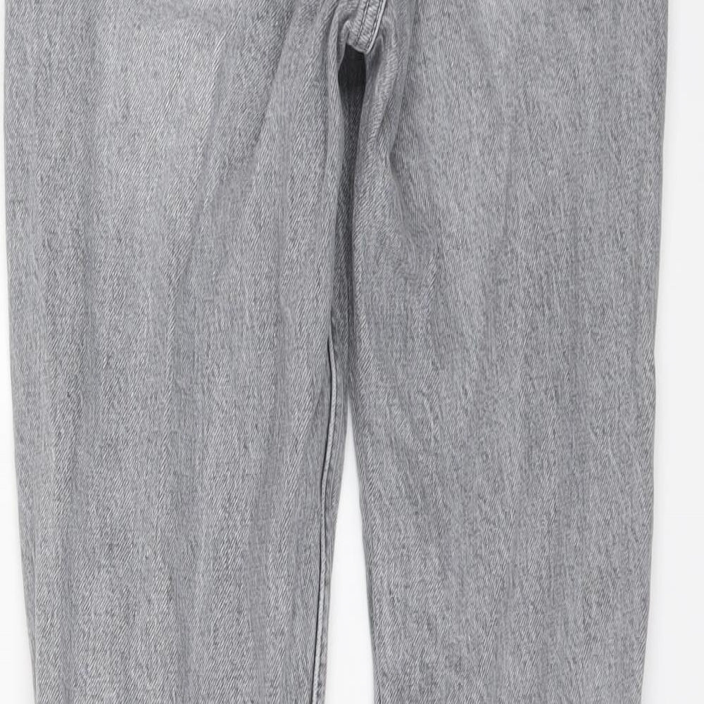 H&M Womens Grey Cotton Straight Jeans Size 10 L26 in Regular Button