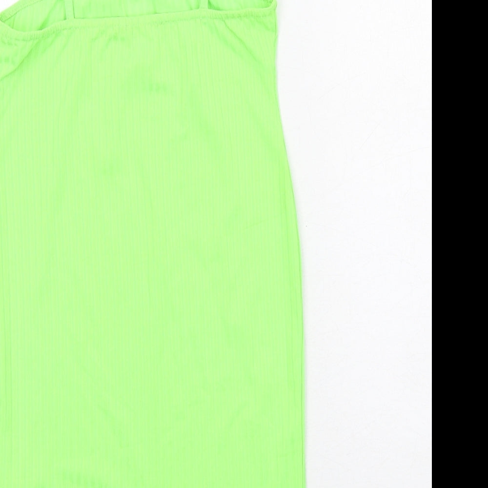 I SAW IT FIRST Womens Green Polyester Mini Size 12 Square Neck Pullover