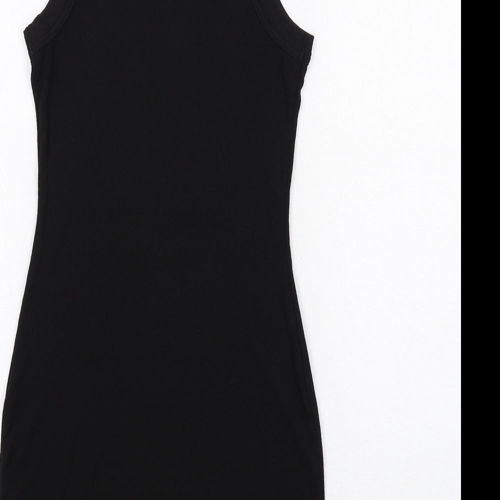 H&M Womens Black Polyester Bodycon Size XS Round Neck Pullover - Angelic